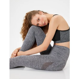 Dikişsiz Tayt Spor Yüksek Bel Tül Detaylı Kırçıllı Slim Fit