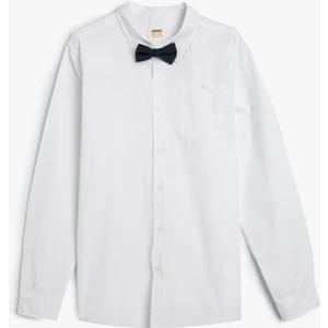 Gömlek Papyon Detaylı Uzun Kollu Pamuklu Klasik Yaka