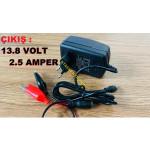 Ata Elektronik 13.8 Volt 2.5 Amper + Maşalı + Ledli - Pilsan Dolu Bmw Mercedes Uyumlu 12 Volt Aküler Için Uyumlu 12 Volt Akü Şarj Adaptörü Şarz Aleti