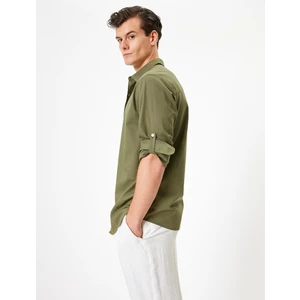 Klasik Gömlek Uzun Kollu Düğmeli Kol Detaylı Pamuklu