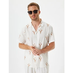 Kısa Kollu Gömlek Etnik Desenli Pamuklu