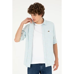 U.S. Polo Assn. Erkek Mavi Gömlek Desenli 50288676-VR036