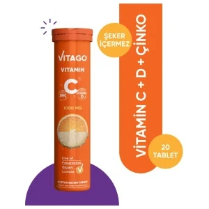 20'li Vitamin C, Vitamin D, Çinko İçeren Efervesan Tablet Takviye Edici Gıda