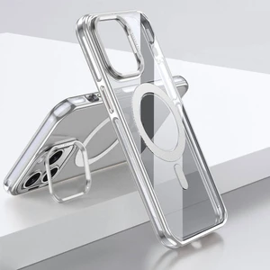 Apple iPhone 14 Pro Max Uyumlu Kılıf Magsafe Şarj Özellikli Wlons Standlı Efsane Kapak Gümüş