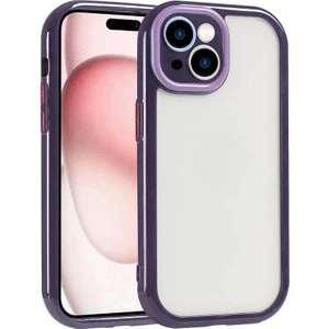 Apple iPhone 15 Kılıf Kamera Korumalı Renkli Kenar ve Çerçeve Tasarımlı Vitamin Kapak