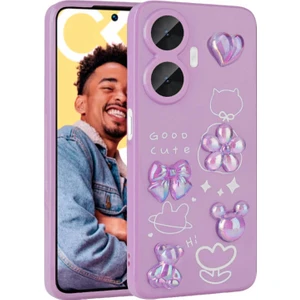 Techno Guru Realme C55 Kılıf Kabartma Figürlü Parlak Zore Toys Silikon Kapak