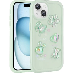 Apple iPhone 15 Plus Kılıf Kabartma Figürlü Parlak Toys Silikon Kapak