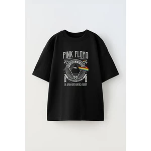 Pink Floyd Tasarım Baskılı Pamuk Sıyah Oversize T-Shirt