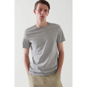 Tarz Cool Gri Basic Erkek Slim Fit %100 Pamuklu Kısa Kollu Bisiklet Yaka T-Shirt
