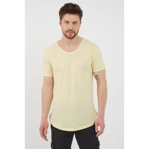 Tarz Cool Erkek Ay Işığı Sarı Pis Yaka Salaş T-SHIRT-TCPS001R65S