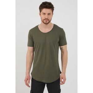 Tarz Cool Erkek Koyu Haki Pis Yaka Salaş T-SHIRT-TCPS001R67S