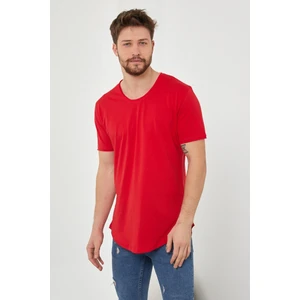 Tarz Cool Erkek Kırmızı Pis Yaka Salaş T-SHIRT-TCPS001R57S