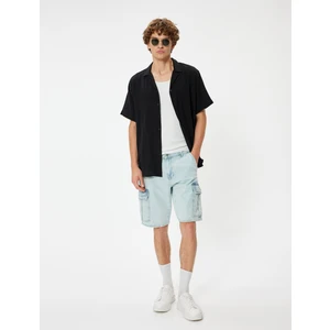 Kargo Kot Şort Oversize Bermuda Cep Detaylı Pamuklu