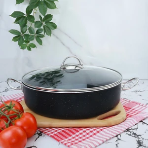 Granit Basık Tencere Siyah - Inox