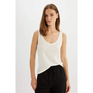 Regular Fit U Yaka Keten Karışımlı Basic Düz Atlet D4453AX24HS