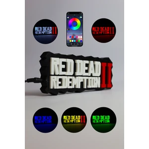 Red Dead Redemption 2 -Rdr 2- Rgb LED Işıklı 3 Boyutlu Tabela -20CM x 8cm x 2cm(Bluetooth Kontrollü)