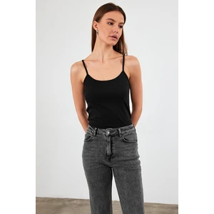 Kadın Slim Fit Siyah Ip Askılı Atlet