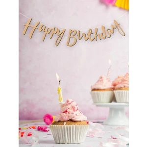 Happy Birthday Yazı Kaligrafi Banner Kraft