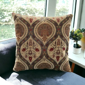 Pillows Store Geleneksel Karanfil Desenli Lacivert Kırlent Kılıfı 45 x 45 cm