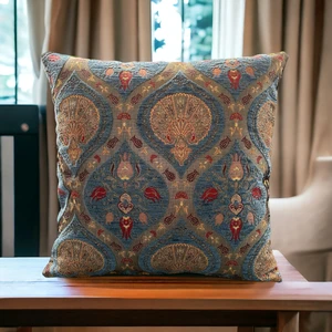 Pillows Store Geleneksel Karanfil Desenli Mavi Kırlent Kılıfı 45 x 45 cm