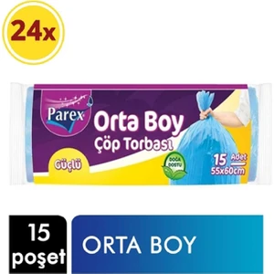 Güçlü Çöp Poşeti Orta Boy 55 x 60 cm 15 Adet - Mavi x 24 Paket