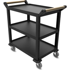 Açık Model 3 Katlı Servis Arabası Plus Siyah 96X52X107 cm