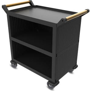 Kapalı Model 3 Katlı Servis Arabası Plus Siyah 96x52x107 cm