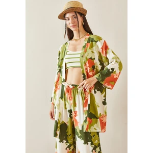 Yeşil Batik Desenli Kimono 5YXK4-48830-08