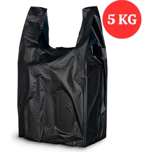 Kalbi Ticaret Kalın Siyah Poşet Büyük Boy 5 kg Hışır Atlet Poşet Market Manav Poşeti Çöp Poşeti
