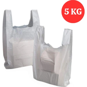 Kalbi Ticaret Kalın Kırık Beyaz Poşet Büyük Boy 5 kg Hışır Atlet Poşet Market Manav Poşeti