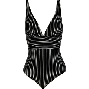 Beria Kadın Siyah V Yaka Drapeli Toparlayıcı Mayo