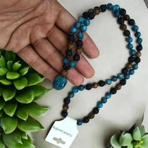 Mga Doğaltaş Doğal Taş Kolye Apatit Taşı Lav Taşı Hematit Taşı Venge Doğal Taş Kolye 65 cm Doğal Taş Kolye