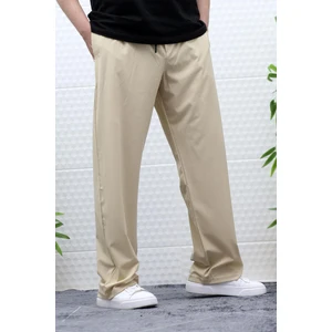 Erkek Likralı Baggy Pantolon Düz Paça Paraşüt Kumaş Pantolon