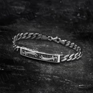 925 Ayar Gümüş Çift Zülfikar Kılıç Motifli Gurmet Erkek Bileklik