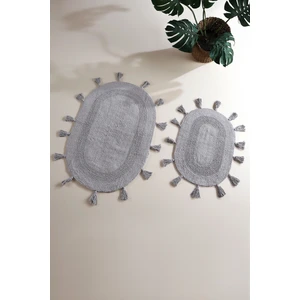 Hana 2’li Takım Banyo Paspası %100 Pamuk 40x60 + 60x90 Gri