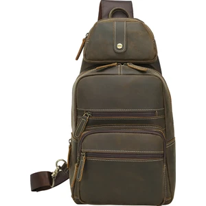 BROWN-P5167BSZ 2022 Yeni Tasarım Stil Erkekler Kahverengi Sırt Çantası Crossbody Sling Çanta Erkekler Için Bel ile Çılgın At Inek Deri Göğüs Çanta (Yurt Dışından)