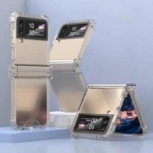 Galaxy Z Flip 4 Uyumlu Şeffaf Silikon Kılıf Darbe Önleyici Köşe ve Kamera Korumalı Yüksek Koruma