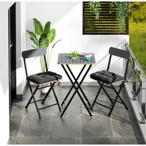 Bistro Takım Minderli Bahçe Masa Sandalye Füme 1402