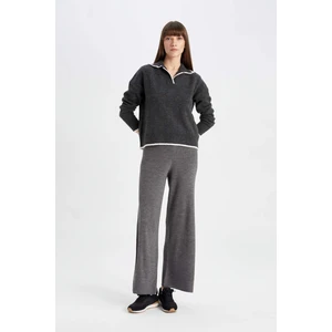 Triko Pantolon Flare Fit Geniş Paça Basic Düz Beli Lastikli T8004AZ24WN