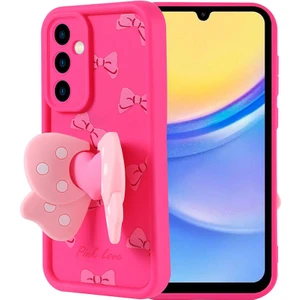 Samsung Galaxy A25 Uyumlu Kılıf Yumuşak Renkli Lansman Silikon 6d Kabartmalı Kelebek Papyon Desenli Çıkıntılı Kenarlı