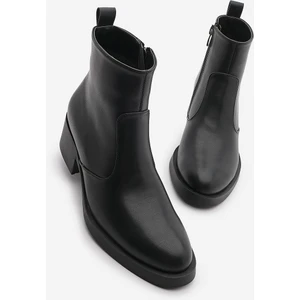 Kadın Fermuarlı Topuklu Günlük Bot Gontre Siyah