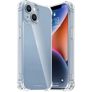 iPhone 15 Plus Uyumlu Şeffaf Silikon Kılıf Darbe Önleyici Köşe ve Kamera Korumalı Yüksek Koruma