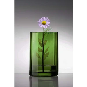 Dekoratif Koyu Yeşil Cam Vazo Canlı Kuru Çiçek Mumluk Dekorasyon Vazo 12X15 cm