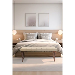 Gazzini Furniture Classic Lükens Gürgen Ayak Chester Model Kapitoneli Krem Bench