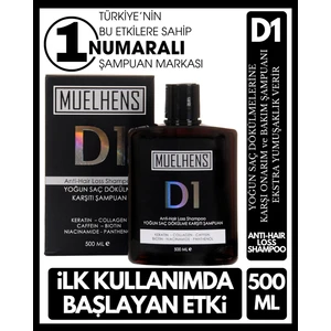 D1 Şampuan 500 ml Keratinli Vegan Nemlendirici Formül Yoğun Saç Dökülmesine Karşı
