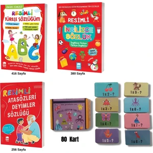 Resimli Türkçe Ingilizce ve Atasözleri Deyimler Sözlükleri Görsel Çarpım Tablosu 4'lü Set