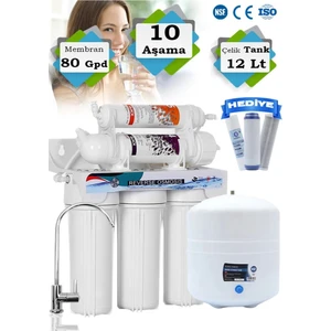 WaterMelon Vontron Membran Teknolojili 10 Aşama 12 Litre Antibakteriyel Metal Tank'lı Su Arıtma Cihazı