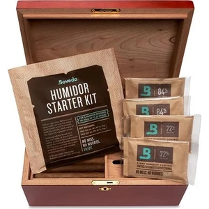 Humidor Başlangıç Kiti 84% ve 72% ile 25-50 Puro Kapasitesi için Mükemmel Nem Kontrolü