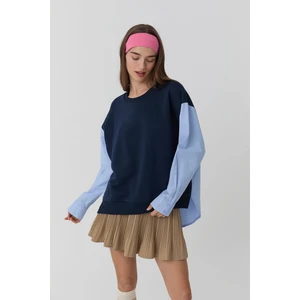 Gömlek Detaylı Sweatshirt Lacivert