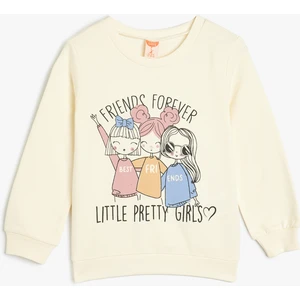 Sweatshirt Uzun Kollu Bisiklet Yaka Baskı Detaylı Şardonlu Pamuklu